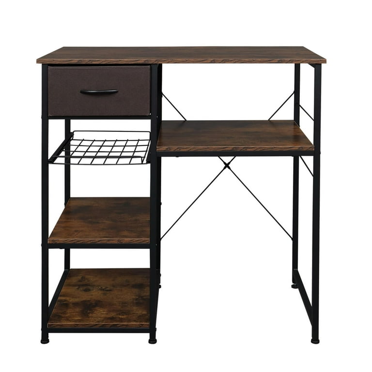  VINGLI Bakers Racks for Kitchens with Storage Mini Fridge Stand  Bar Cabinet with Mini Fridge Space, Big Drawer, Wine Rack, Metal Frame  Industrial Workstation Microwave Stand 4-Tiers - Standing Baker's