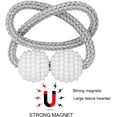 thumbnail image 5 of [2 Pack] Magnetic Curtain Tiebacks Convenient Drape Tie Backs - Pinowu Pearl Decorative Rope Holdback Holder for Small, Thin or Sheer Window Drapries (Gray), 5 of 5