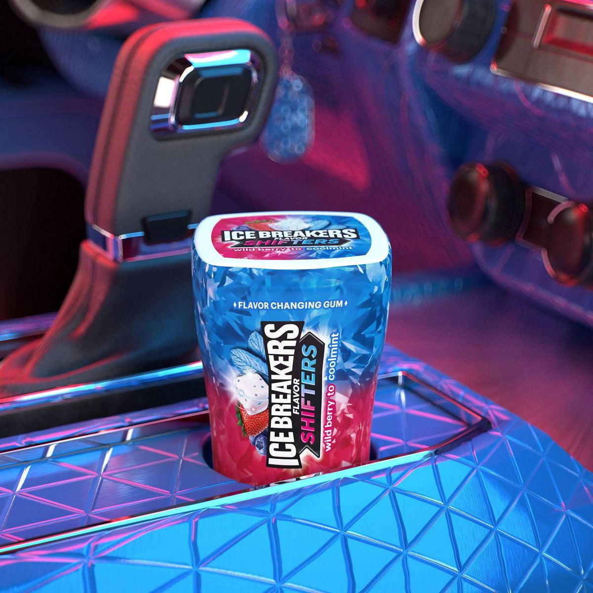Ice Breakers Ice Cubes Flavor Shifters Wild Berry Coolmint Flavored Gum Bottle Pack 3.24 oz - Pack of 2