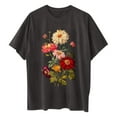 thumbnail image 4 of LOVZFMLL Hauts d'Été pour Femmes Motif Floral Manches Courtes Col Rond Épaule Tombante T-shirt Haut, 4 of 7