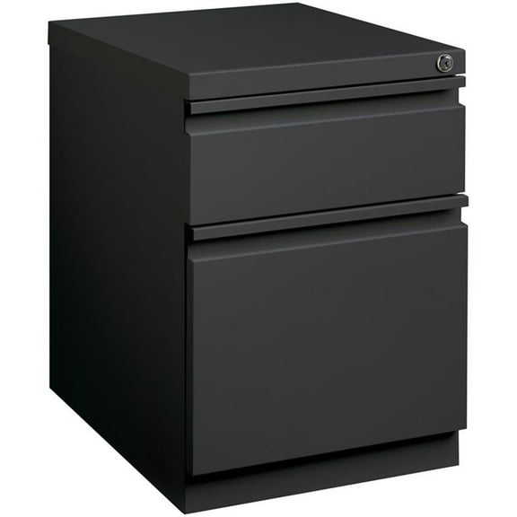 Scranton & Co Metal Mobile Pedestal Filing Cabinet with 2 Drawers in Charcoal