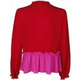 thumbnail image 2 of MAISON JULES $59 Womens New 1614 Red Color Block Ruffled Long Sleeve Top S B+B, 2 of 3