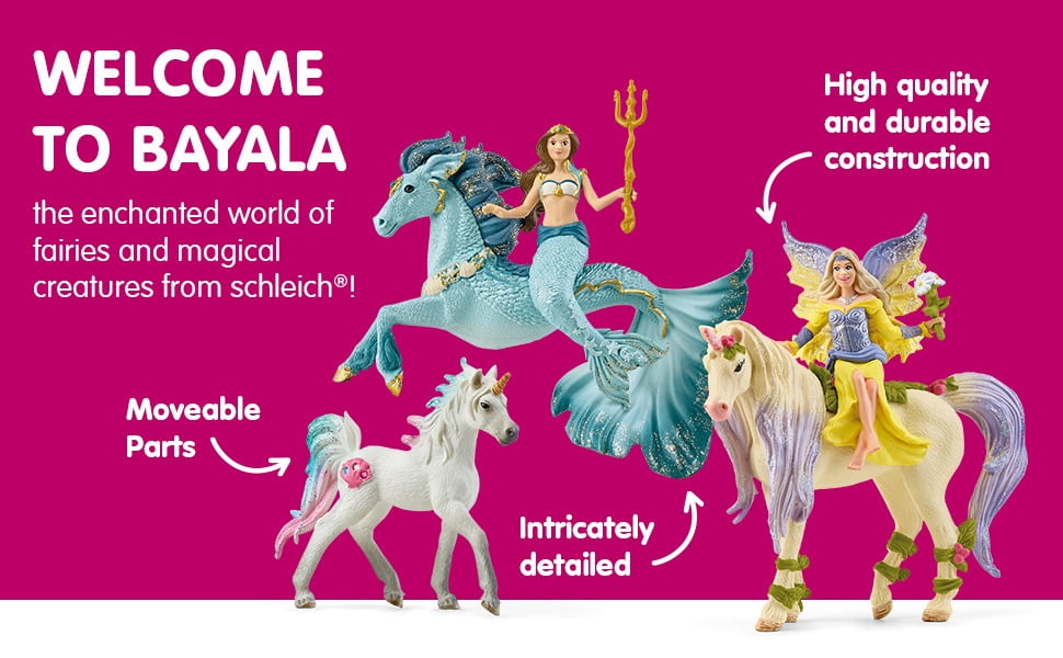 Schleich Bayala - 7 PC Mermaid, Unicorn and Fairy Toy Starter Set for Girls and Boys - Cute Fairies and Unicorn Figures with Accessories - Kids Ages 5+ - 72178