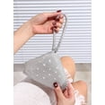 thumbnail image 3 of REMANLAND Women's Metallic Bead-Textured Geometric Wristlet Evening Handbag with Integrated Loop Handle, Silver, 3 of 8