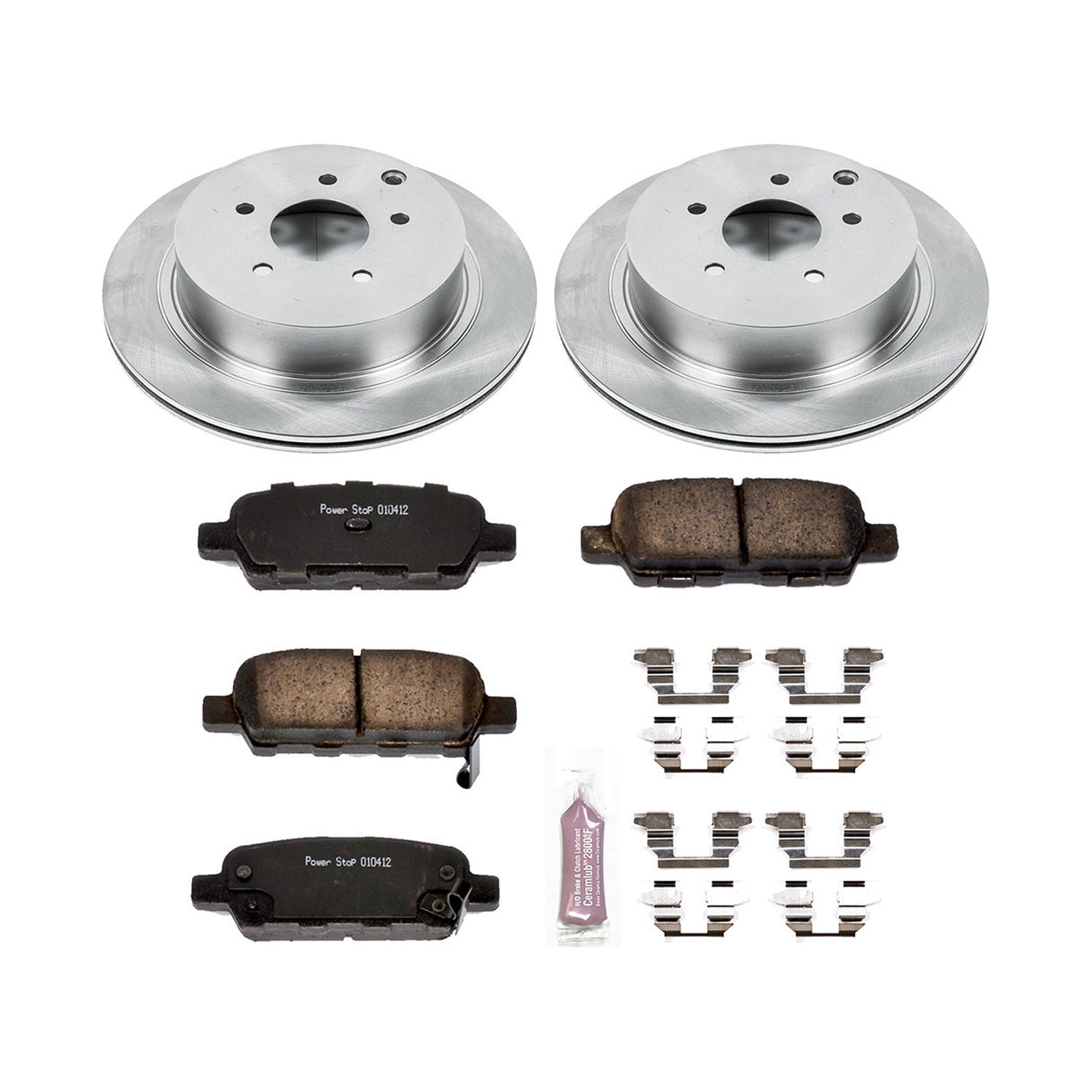 Power Stop Rear Stock Replacement Brake Pad and Rotor Kit KOE2427 Fits 2017 Nissan Pathfinder