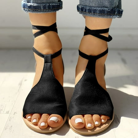 

Women Sandals Suede Flat Bottom Strap Fish Mouth Flat Shoes Cool Shoes