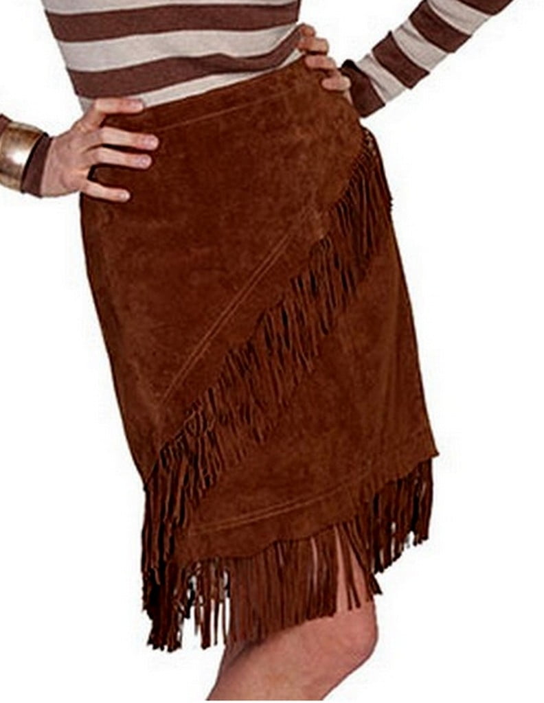 Scully Western Skirt Womens Leather Suede Mini Fringe L708