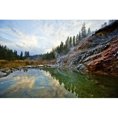 A Hot Spring Steams Awaiting Guests During a Cool Fall Day in Central Idaho Print Wall Art By Ben