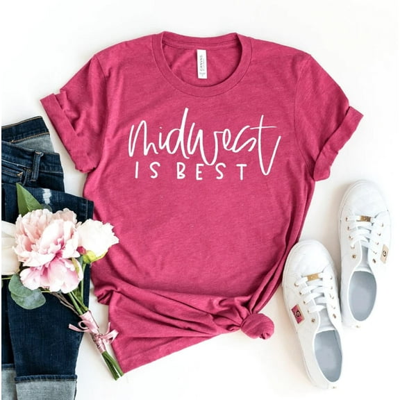 Midwest Is Best T-shirt Women's Shirt Mdwst Gift Nebraska Tee Birthday Top Casual Minnesota Shirts Cute For Mom Midwestern Women Pride Midwesterner University