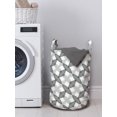 thumbnail image 3 of Geometric Laundry Bag, Modernistic Abstract Grid with Nested Rhombuses in Greyscale Layout, Basket with Handles Drawstring Closure for Laundromats, 13" x 19", Charcoal Grey and White, by Ambesonne, 3 of 4