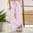 thumbnail image 5 of Womens Summer Casual Striped Pants Loose Wide Leg Lounge Pants Elastic Waist Palazzo Trousers with Pockets, 5 of 5