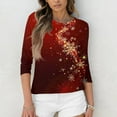 thumbnail image 6 of Fabrcox S-5xl Christmas Tree Printed T Shirts for Women Spring Xl Oversized 3/4 Sleeve Tops Round Neck Holiday Tunic Lightweight Basic Tops Deep Red L, 6 of 6