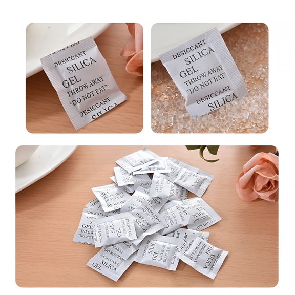 BANIRO Silica Gel Packets - 100 Packs,0.02 Lbs Moisture Absorber,Premium Clear Desiccant for Storage,Silica Gel Desiccant Packets,Food Grade Safe Moisture Absorber for Food,Wardrobe,Safe Storage