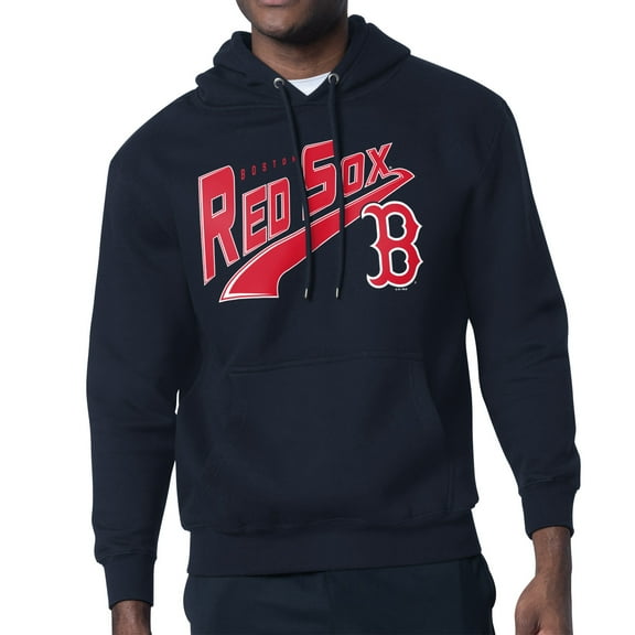 Men's Starter Navy Boston Red Sox Modern Tailsweep Fleece Tri-Blend Pullover Hoodie
