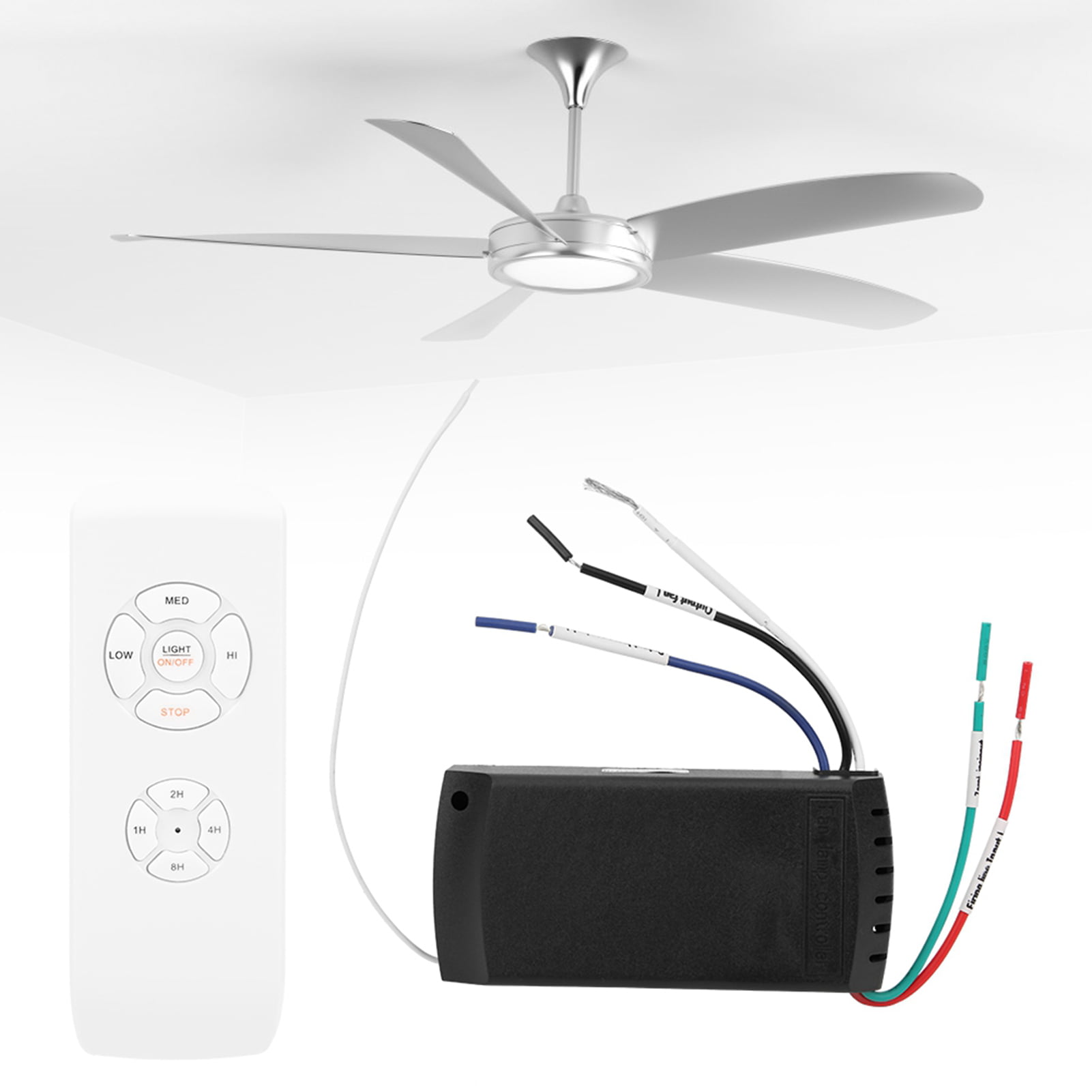 Cikonielf Universal Fan Remote 4 Timing 3 Remote Controller Kit Rates Universal Ceiling Pendant Fan Lamp Wireless 