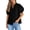 Black, variant on Women's Summer Button Down Shirts Short Lantern Sleeve V Neck Cotton Cute Dressy Casual Ladies Tops Blouses