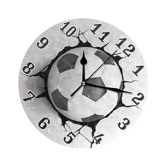 Naiovety Reloj de pared acrílico con estampado de pelota de fútbol deportivo, pintura artística silenciosa que no hace tictac, fácil Decoración del hogar