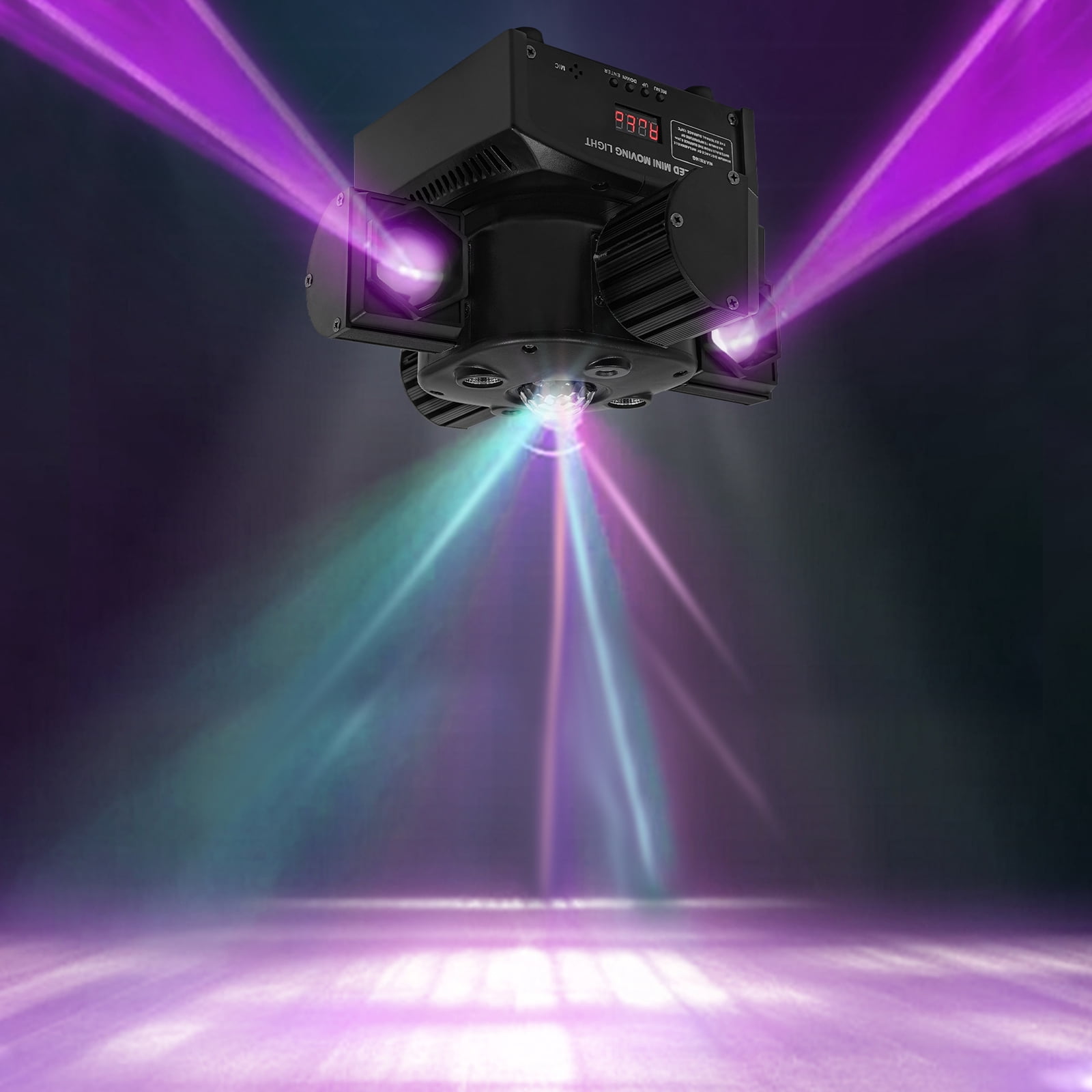 Wildnix 230W Stage Lights, DMX512 and Voice Control LED Spotlights with Adjustable Aperture, 7 LEDs & 2 Laser Lights for Performance & Concerts
