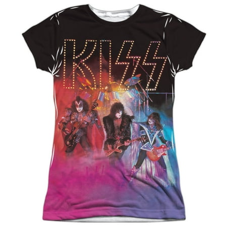 KISS Iconic Rock Band Live Concert Colored Smoke Juniors Front Print (Best Female Fronted Rock Bands)