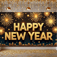 thumbnail image 6 of Golden Theme Happy New Year Banner Firework Design New Year Display City Sparkling Letters Festive Backdrop for New Year Party Holiday Celebration Eve Gathering, 6 of 9