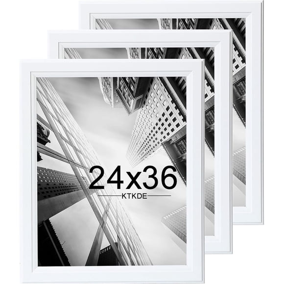 KTKDE 24x36 Poster Frame 3 Pack,Picture Frames Wooden White 36 by 24 in for Pictures and Art Prints, Exhibition, Caffe Large Frame for Photos, best gift