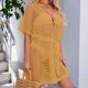 thumbnail image 4 of Mujer Bikini Cover Up Hollow Out Manga De Murciélago Patrón Liso Casual Transpirable Beach Top Ginger XL, 4 of 7