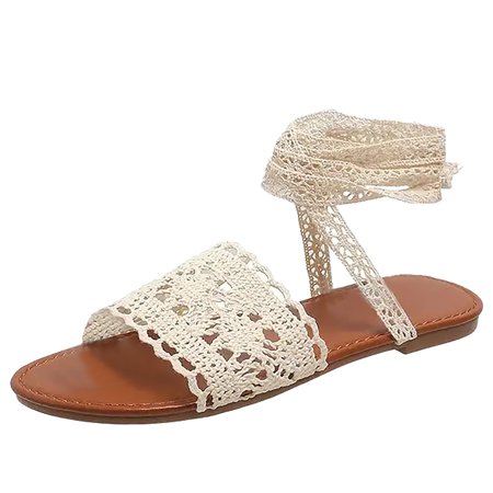 

Sandals For Women Fashion Open Toe Soft Sole Beach Sandal White 40