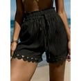 thumbnail image 4 of Karight Women's High Waisted Paperbag Shorts with Lace Trim Drawstring Casual Loose Fit Summer Shorts, 4 of 4