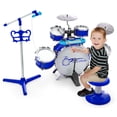 thumbnail image 3 of Costway Batería infantil con taburete y soporte de micrófono, batería de jazz con platillos, teclado digital multifuncional, kit de DJ, clip para teléfono móvil, 3 of 3