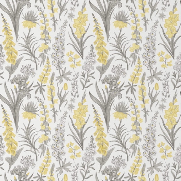 Main Street Peel and Stick Wallpaper Roll 20.5in x 16ft, Floral Yellow & Gray Botanical Print. Wallpaper Roll for Accent Wall, (Covers 28.18 sq. ft)