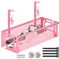 thumbnail image 1 of Under Desk Cable Management Tray, 15.7'' No Drill Steel Desk Cable Organizers, Wire Management Tray Cable Management Rack (1 Pack-Pink), 1 of 7