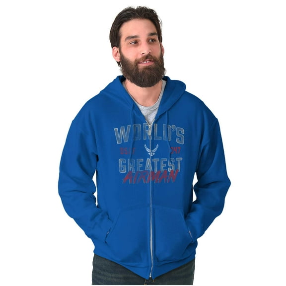 US Air Force World's Greatest Airman Zip Hoodie Sweatshirt Men Brisco Brands S