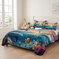 thumbnail image 2 of Full Quilt Set 78''x90'', Blue Coastal Lightweight Summer Bedspread Coverlet Set with 2 Pillow Shams, Dolphin Summer Beach Nautical Ocean Breathable All Season Quilt Bedding for Bedroom/Guest Room, 2 of 9