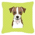 thumbnail image 3 of Carolines Treasures Checkerboard Pink Jack Russell Terrier Canvas Fabric Decorative Pillow 18H x18W multicolor, 3 of 3