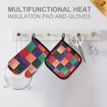 thumbnail image 4 of Yayeee Oven Mitts and Pot Holder Set of 2 Heat Resistant Kitchen Gloves Baking Hot Pad, Red and Purple Plaid Pattern, 4 of 5