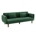 thumbnail image 3 of Aukfa 76" Velvet Futon Convertible Sofa Bed, 3 Seater Arm Couch for Home Office, 2 Pillows, Green, 3 of 12