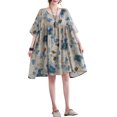 thumbnail image 1 of Vestido, Vestido suelto de mujer Impreso Media manga Vintage Casual Holiday Beach Dress Meterk Gris, 1 of 7