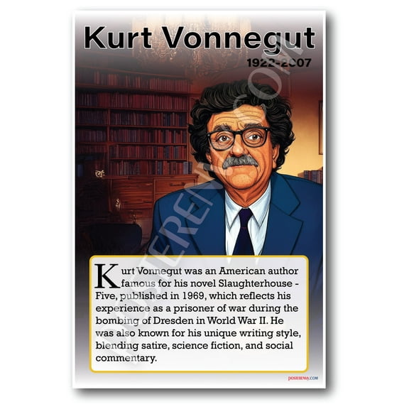 Kurt Vonnegut - Author - Biography Poster 18 x 12 inch