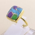 thumbnail image 2 of Earth Gems Jewelry Green Purple Copper Turquoise Ring Sterling Silver Ring Statement Ring for Women, 2 of 6