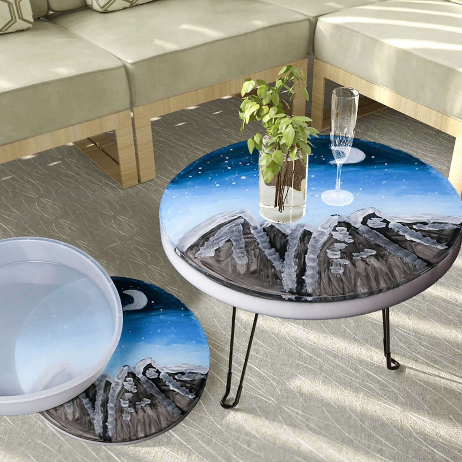 3-Size Resin Molds,Round Silicone Molds,Hairpin Legs for Table,Epoxy Resin Molds for Big Tray,Clock,Resin Casting