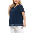 thumbnail image 4 of MODA NOVA Juniors' Plus Blouses Pin Dots Round Neck Basic Top, 4 of 6