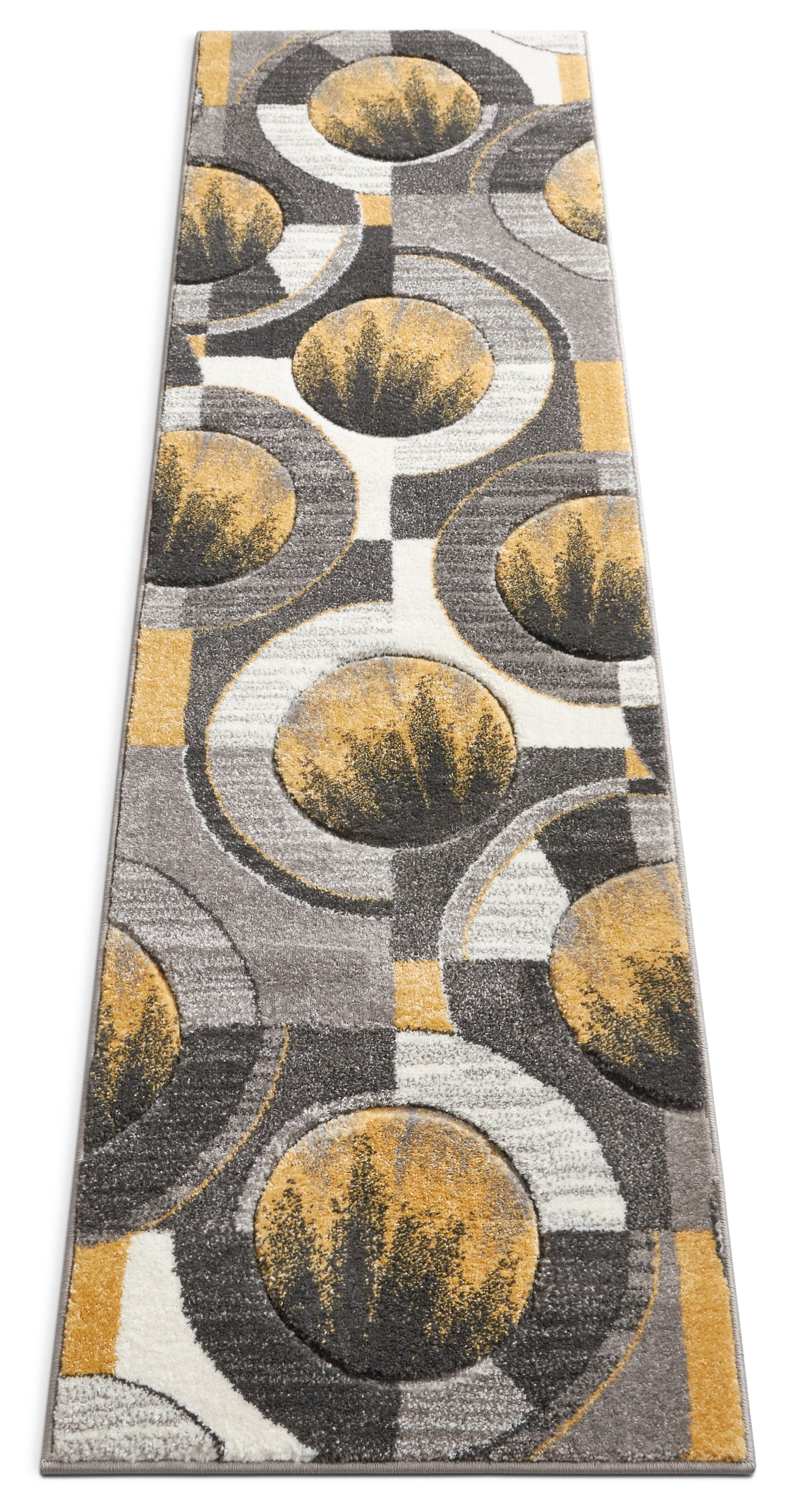 Well Woven Ruby Yolo Modern Contemporary Gold Abstract Shape 2' x 7' Runner Area Rug