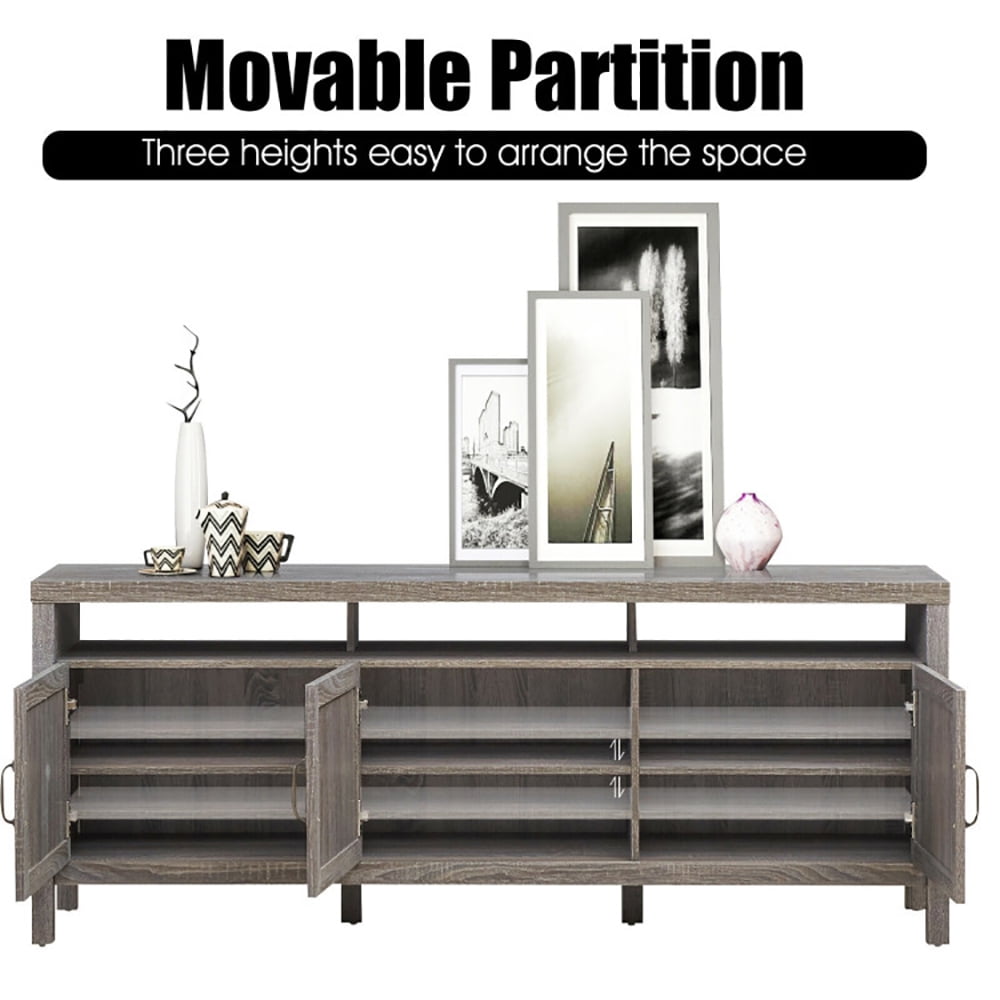 Finihen TV Stand, TV Cabinet, Universal TV Stand Entertainment Media Center for TV's up to 65 Inch, Media Entertainment Center with Storage, for Living Room, Bedroom, Gray