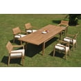 thumbnail image 4 of Grade-A Teak Dining Set: 6 Seater 7 Pc: 122" Atnas Double Extension Rectangle Table And 6 Vellore Stacking Arm Chairs Outdoor WholesaleTeak #WMDSWVm, 4 of 5