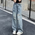 thumbnail image 4 of Baggy Jeans for Girls Casual High Waisted Wide Leg Ripped Pants Back To School Clothes Girls Pants Size 6-16 Years, 4 of 5