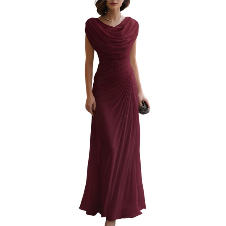 wine chiffon bridesmaid dresses nerohusy Women's Short Bridesmaid Dresses Chiffon A Line V Neck Flutter Sleeve High Low Wedding Guests Formal Evening Party Gown Wine,XL