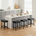 thumbnail image 6 of 24 Inch Backless Saddle Barstools Set of 2, Counter Height Upholstered Padded Barstools with Curved Surface, Metal Leg and Footrest, for Kitchen Counter, Home Bar, 6 of 7