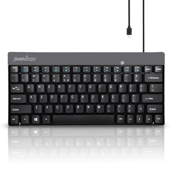Perixx Periboard-422 Wired USB-C Mini Computer Keyboard, Black, Us English
