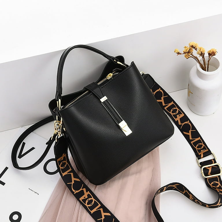 Handbag for Women GMYLE PU Leather Shoulder Crossbody Tote Bucket Bag Korean Style Fashion with 2 Removable Straps Design Wide Gift for Mother Wife