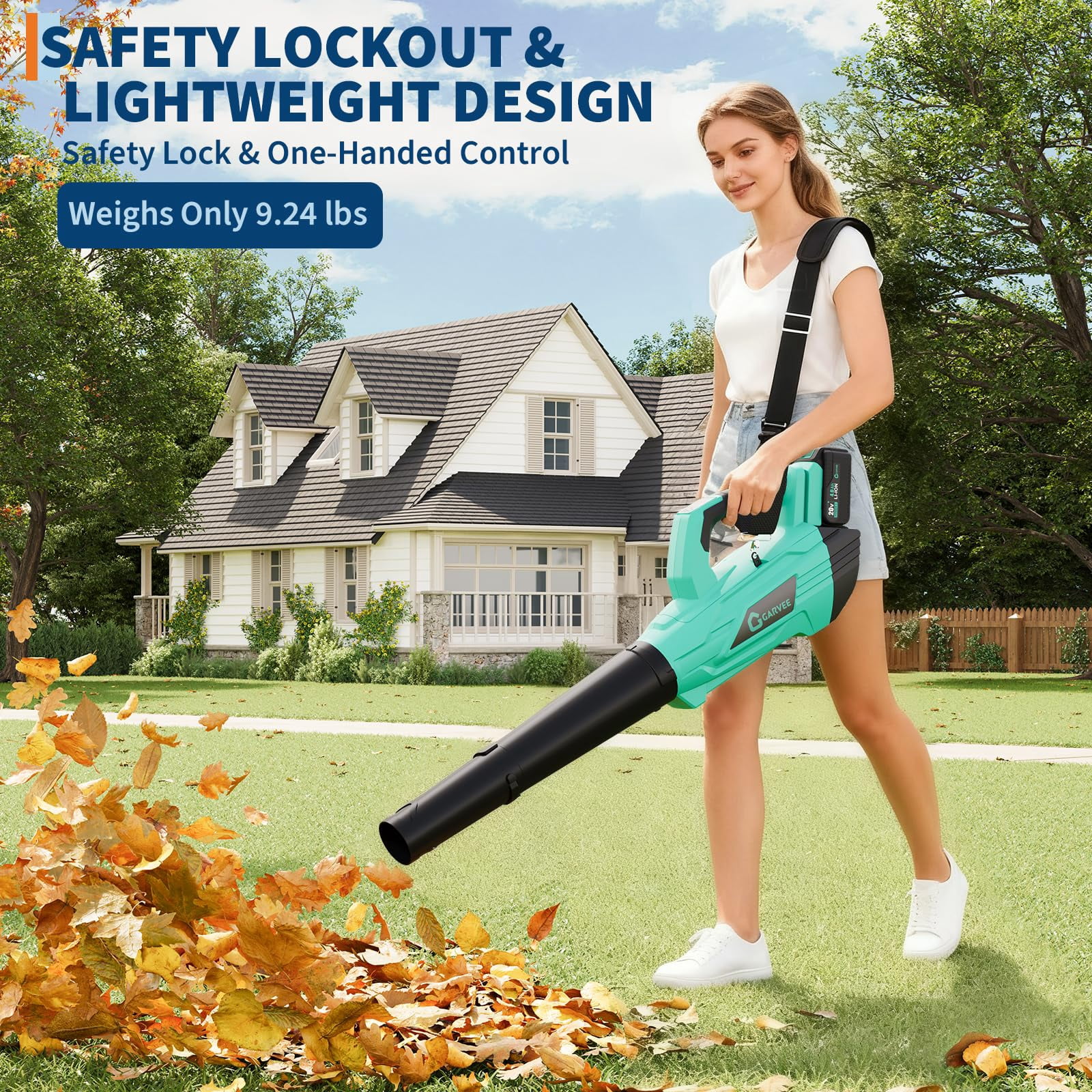 Ladcaser Leaf Blower Cordless, 700CFM 250MPH, 20V 4Ah Battery Leaf Blowers with Charger, Lightweight Electric Leaf Blower for Lawn Care, Snow Blowing, Dust Cleaning